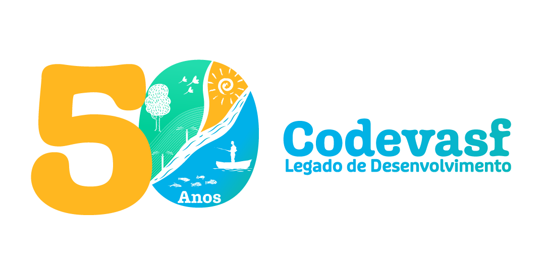 Logomarca Codevasf 50 anos - colorida com slogan - horizontal.png