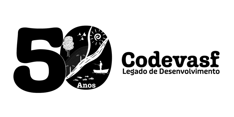 Logomarca Codevasf 50 anos - preta com slogan - horizontal.png
