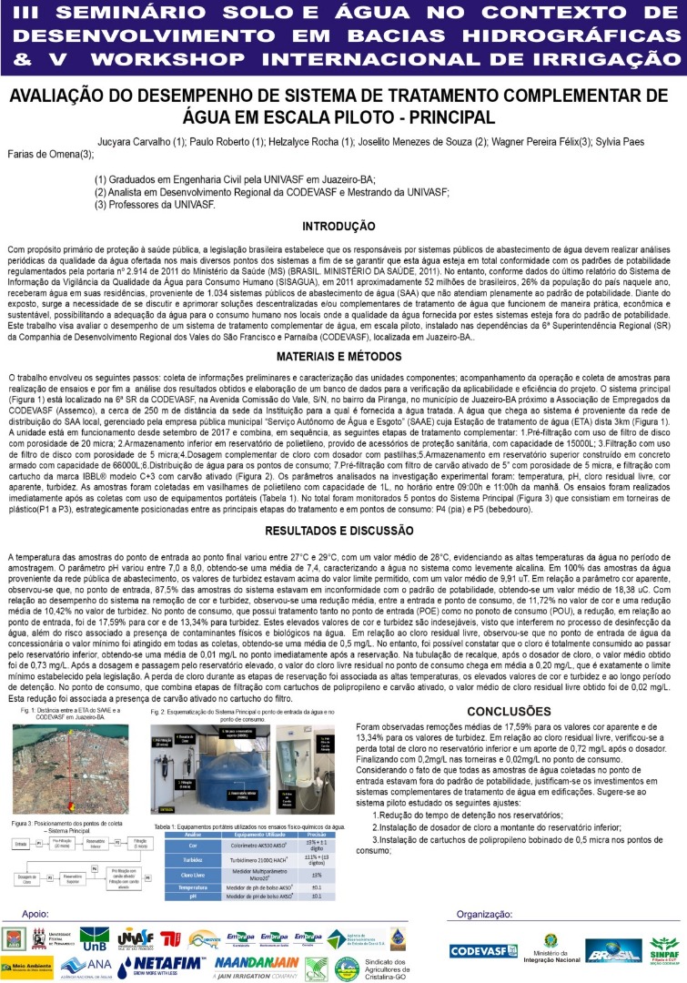 Avaliação do desempenho de sistema de tratamento complementar de água em escala piloto - Principal - - Jucyara Carvalho - Univasf.JPG