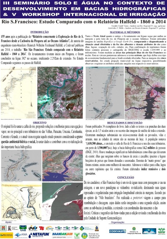 Rio São Francisco Estudo comparado com o relatório Halfeld – 1860-2014 -Geraldo Gentil Vieira - Codevasf.JPG
