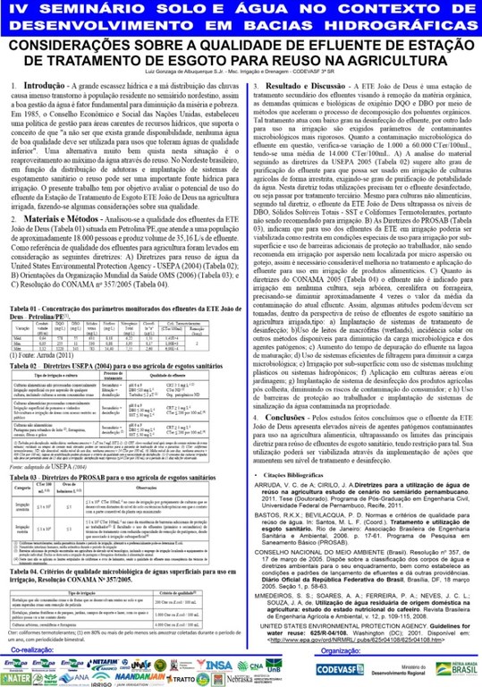 28 - Considerações sobre a qualidade de efluente de estação de tratamento de esgoto para reúso na agricultura.JPG