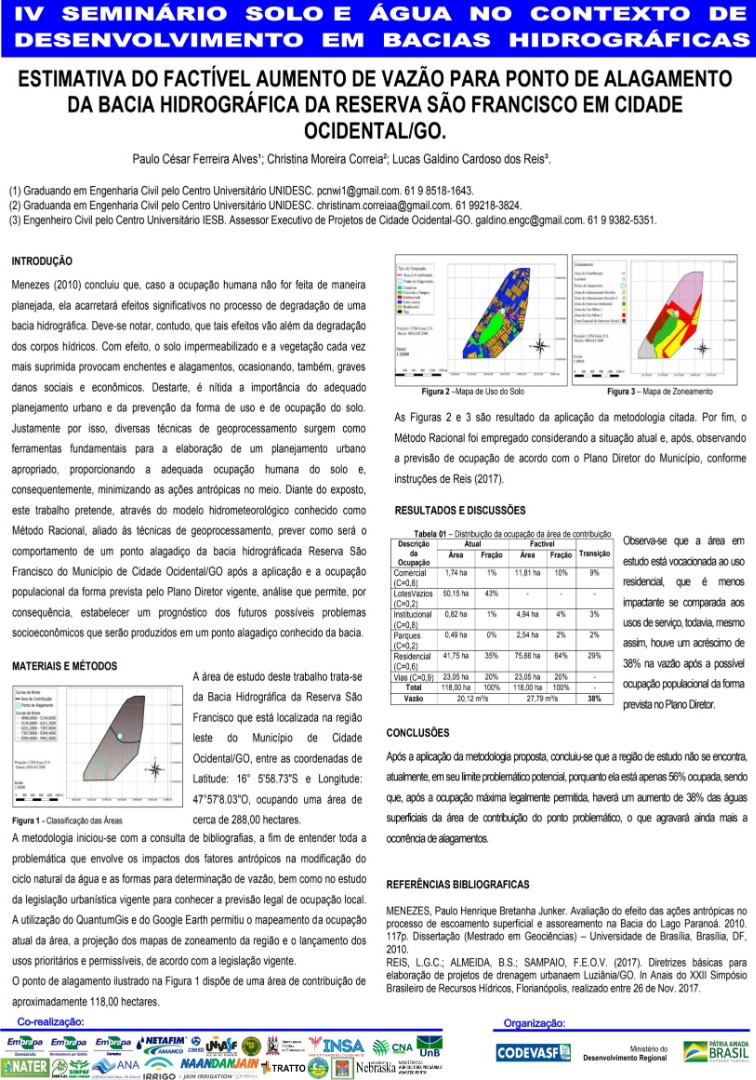 36 - Estimativa do factível aumento de vazão para ponto de alagamento da bacia hidrográfica da reserva São Francisco em Cidade OcidentalGO.JPG