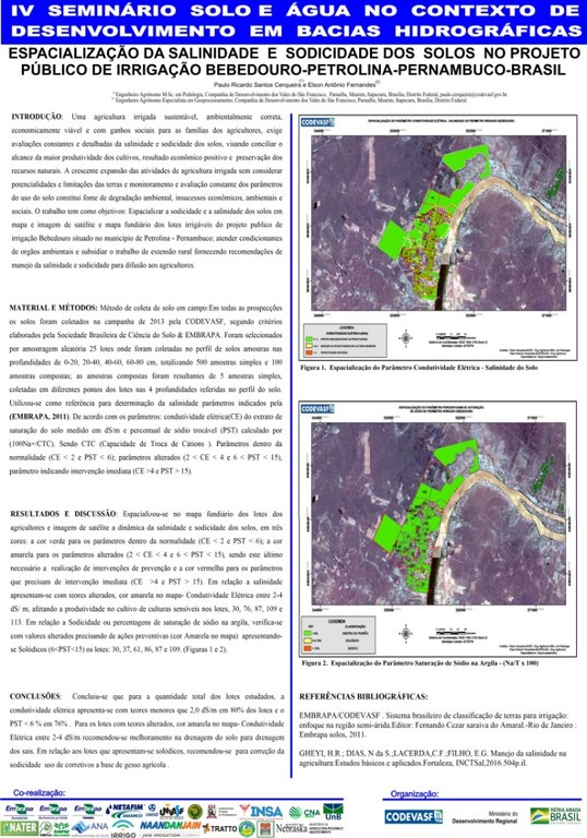 37 - Espacialização da salinidade e sodicidade dos solos no Projeto Público de Irrigação BebedouroPetrolinaPernambuco.JPG