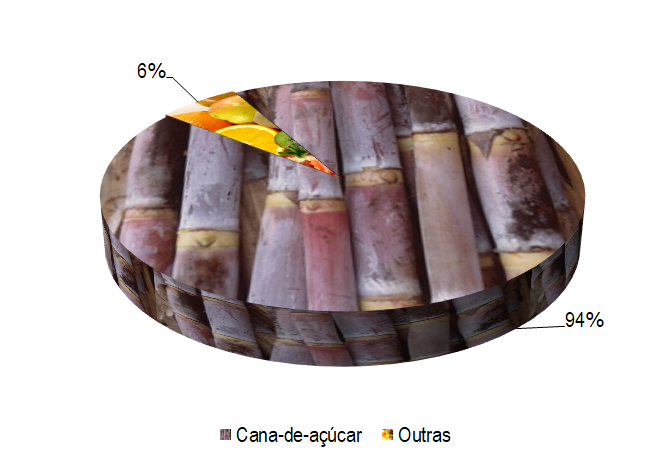 Gráfico 1 - Principais espécies cultivadas no projeto Tourão, de acordo com o VBP, no ano de 2022. O projeto Tourão é conhecido pela produção de cana-de-açúcar, que ocupa 97% da área total e foi responsável por 94% do VBP total do projeto em 2022, somando R$ 189 milhões.
Os lotes empresariais ocupam 98% da área do projeto e, além da cana-de-açúcar, produzem manga e uva, mas em menor escala, apenas nos 2% de área restante desses lotes.
Já os lotes familiares, que representam apenas 2% da área cultivada no projeto, apresentam uma maior diversidade de culturas e entre as principais estão a manga, a cebola, o maracujá, e o melão.